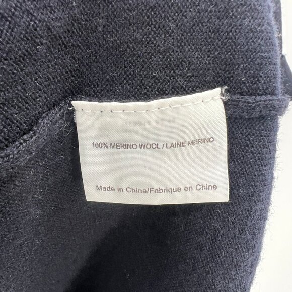 Tory Burch dark navy blue 100% merino wool sweater blouse half sleeve gold top L - Picture 8 of 13